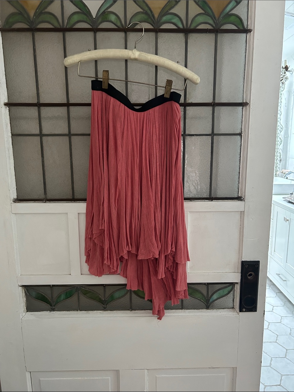 Free People One Asymmetrical Dusty Pink orangy Pleated Skirt